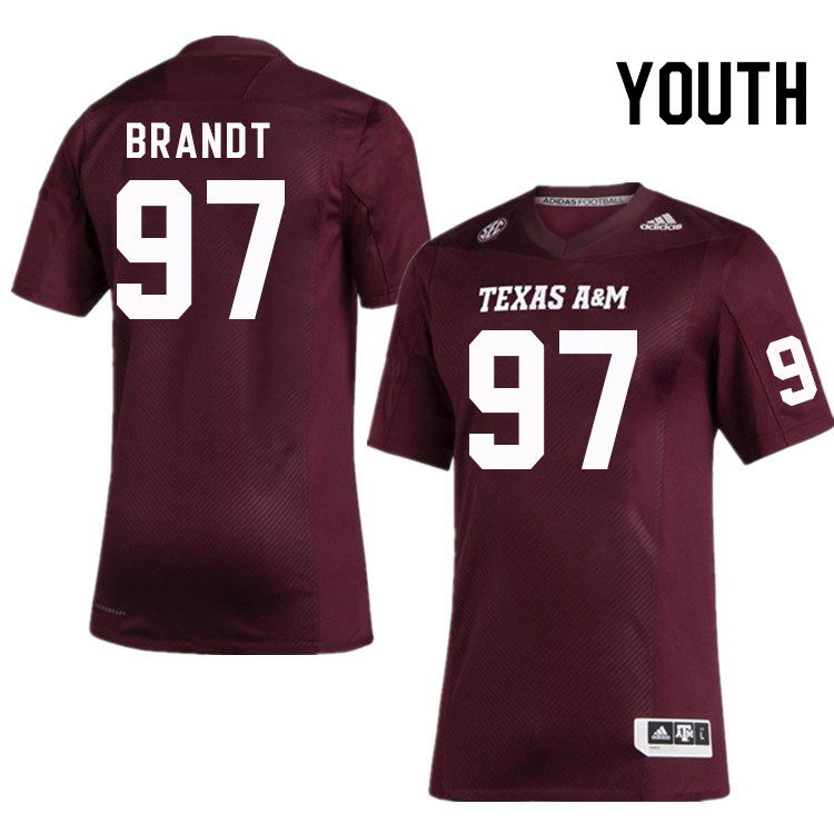Youth #97 Leander Brandt Texas A&M Aggies College Football Jerseys Stitched Sale-Maroon